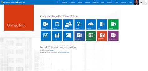 office 365 homepage.